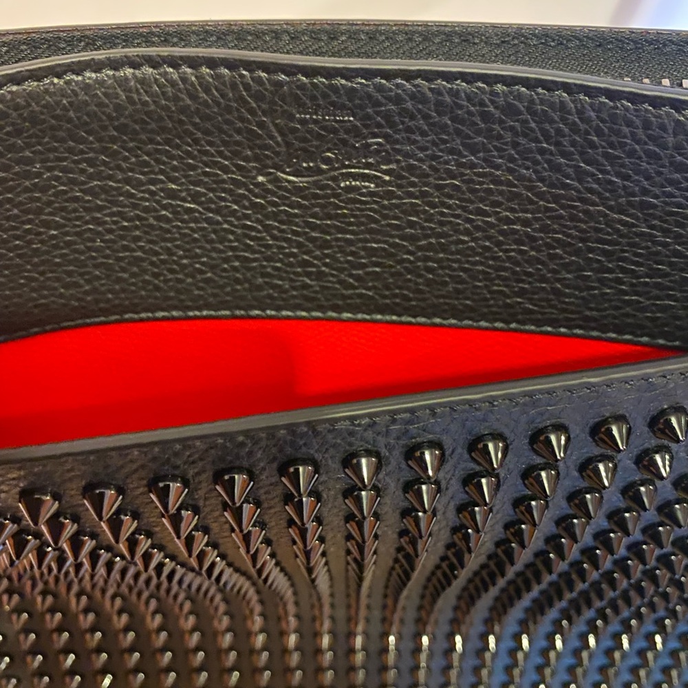 New Christian Louboutin SkyPouch Spike Clutch Pouch Bag Leather Black Bag - Picture 6 of 9